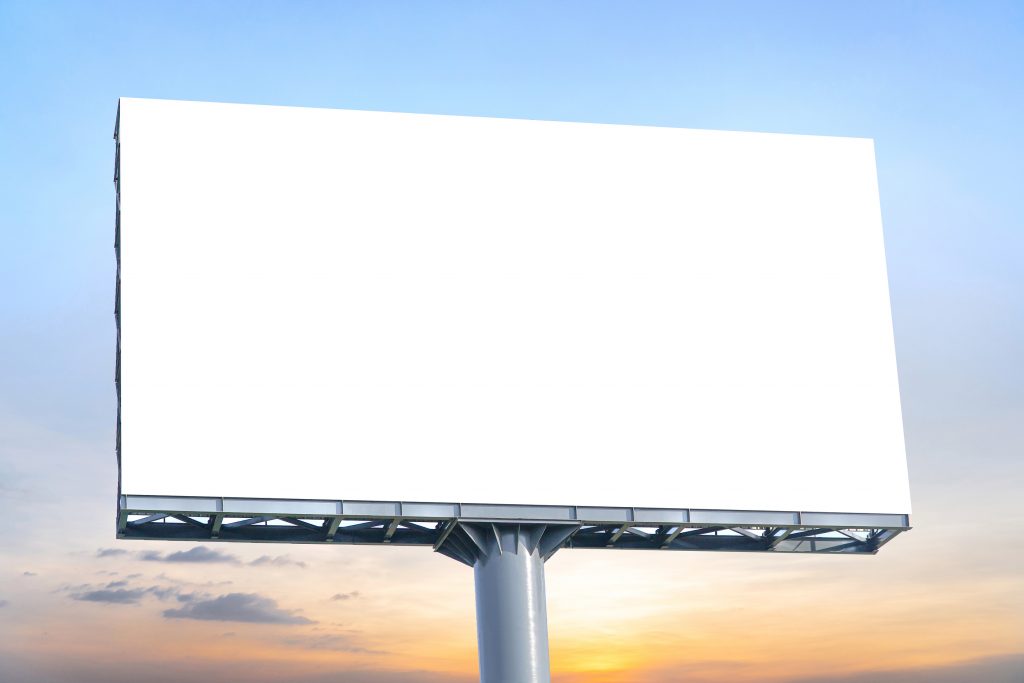 Blank advertising board