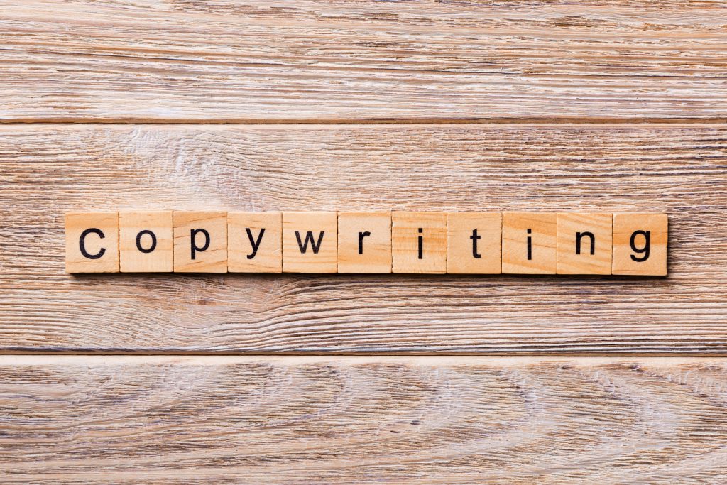 Copywriting on scrabble pieces