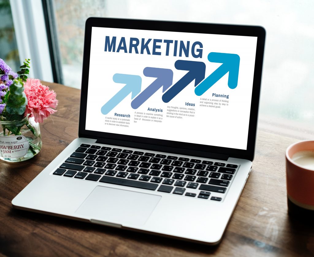 Marketing diagram on laptop