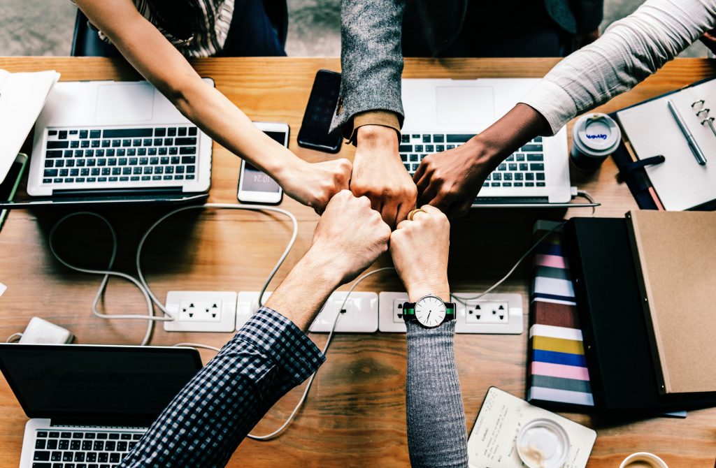 Marketing team fist pump